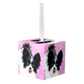 Papillon (wit en zwart) schilderen - Dog Art Kubus Ornament (Achter hoekig)