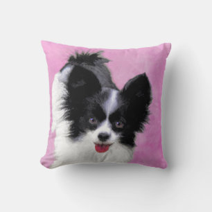 Papillon (wit en zwart) schilderen - Dog Art Kussen