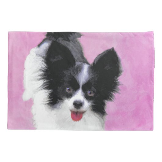 Papillon (wit en zwart) schilderen - Dog Art Kussensloop (Achterkant)