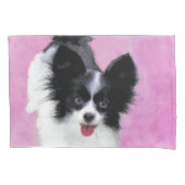 Papillon (wit en zwart) schilderen - Dog Art Kussensloop (Voorkant)