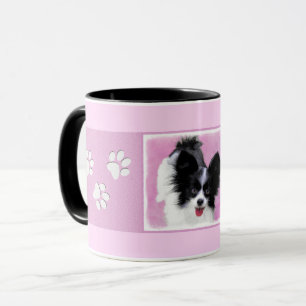 Papillon (wit en zwart) schilderen - Dog Art Mok