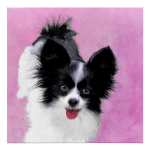 Papillon (wit en zwart) schilderen - Dog Art Perfect Poster