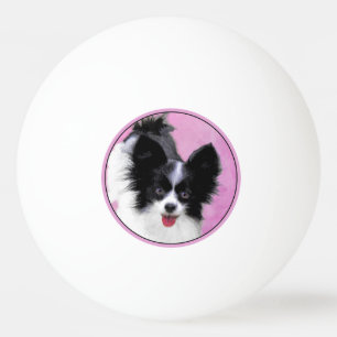 Papillon (wit en zwart) schilderen - Dog Art Pingpongballen