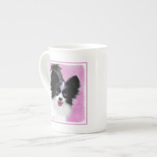 Papillon (wit en zwart) schilderen - Dog Art Porselein Kop