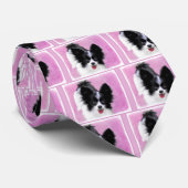 Papillon (wit en zwart) schilderen - Dog Art Stropdas (Opgerold)