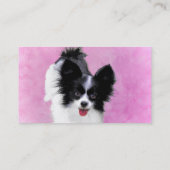 Papillon (wit en zwart) schilderen - Dog Art Visitekaartje (Achterkant)