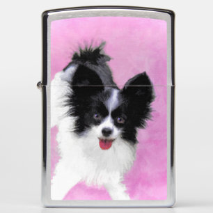 Papillon (Wit en Zwart) Schilderij - Hond Kunst