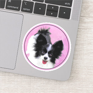 Papillon (Wit en Zwart) Schilderij - Hond Kunst Sticker