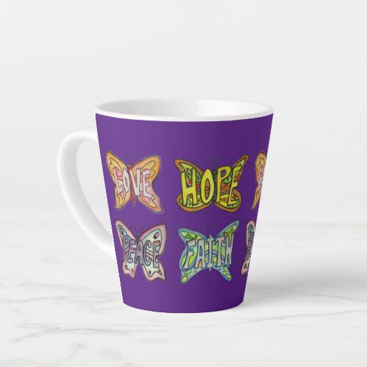 Papillon Word Art café personnalisé Latte Cup Mug (Angle gauche)