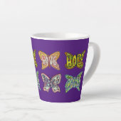 Papillon Word Art café personnalisé Latte Cup Mug (Angle droit)