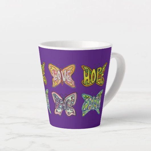 Papillon Word Art café personnalisé Latte Cup Mug (Angle droit)