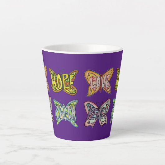 Papillon Word Art café personnalisé Latte Cup Mug (Devant)
