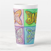 Papillon Word Art Coupe Latte Mug personnalisée (Devant)