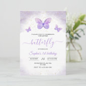 Papillons 1er anniversaire Invitation Filles Anniv (Debout devant)