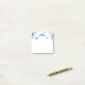 Papillons à l'aquarelle bleue florale - Post-it (Sur un bureau)