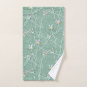 Papillons à l'aquarelle sur fond vert menthe (Serviette à main)