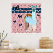 Papillons Alpaca Boho Pink Floral Poster (Cuisine)