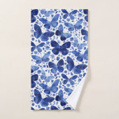Papillons Aquarelle Bleu (Serviette à main)