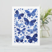 Papillons Aquarelle bleu Carte de voeux (Debout devant)