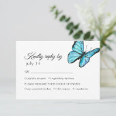 Papillons aquarelle bleue mariage RSVP (Debout devant)