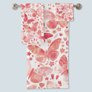 Papillons Aquarelle Corail rose