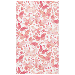Papillons Aquarelle Corail rose nappe