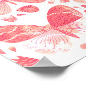 Papillons Aquarelle Corail Rose Poster (Coin)