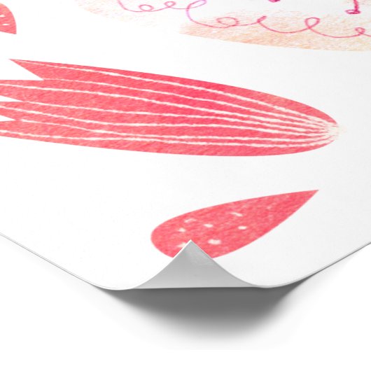 Papillons Aquarelle Corail Rose Poster (Coin)