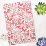 Papillons Aquarelle Coral rose Serviette de cuisin<br><div class="desc">Peinture de papillon corail rose et blanc aquarelle.</div>