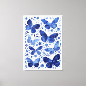 Papillons Aquarelle Indigo Bleu toile Imprimer (Recto)