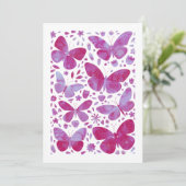 Papillons Aquarelle Magenta Pink Carte de voeux (Debout devant)