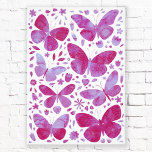 Papillons Aquarelle Magenta Pink Photo Impression<br><div class="desc">Peinture à papillon Magenta rose et blanc aquarelle.</div>
