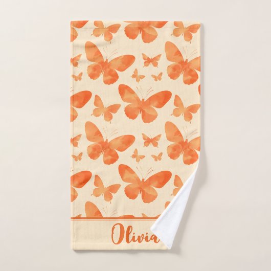 Papillons aquarelle orange (Serviette à main)