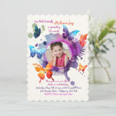 Papillons Aquarelle Photo Invitation (Debout devant)