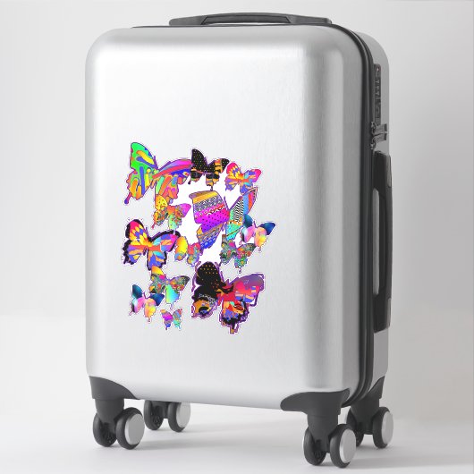Papillons arc-en-ciel Sticker extra grand (Sur valise)