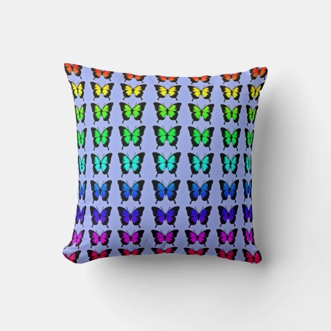 Papillons arc-en-ciel sur Lilac Coussin (Recto)