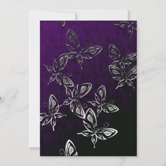 Papillons argentés Invitation gothique (Devant)