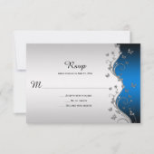 Papillons argentés ornés sur le reflet bleu RSVP (Devant)