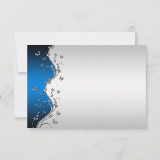 Papillons argentés ornés sur le reflet bleu RSVP (Dos)