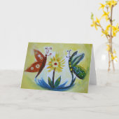Papillons Art Dessin Carte de voeux (Fleur jaune)
