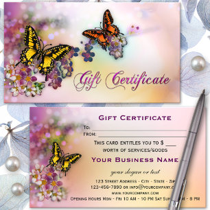 Papillons artistiques Boutique Certificat cadeau