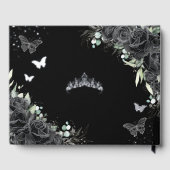 Papillons aux fleurs Rose noirs Silver Quinceañera (Verso)