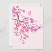 Papillons aux fleurs roses faire-part de mariage (Dos)