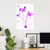 Papillons avec affiche de fleurs (Bureau à domicile)