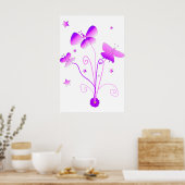 Papillons avec affiche de fleurs (Cuisine)