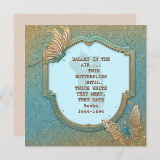 Papillons avec haïku par le invitation Basho (Devant / Derrière)