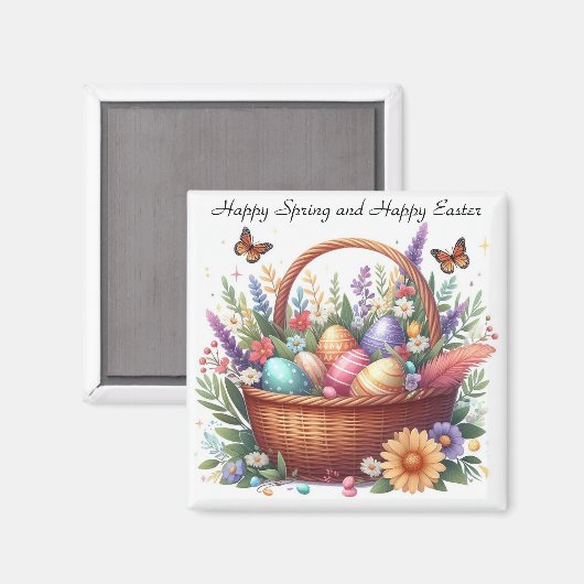 Papillons Avec Oeufs Dans Un Panier Magnet (Recto/Verso)
