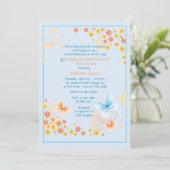 Papillons Baby shower bleu Invitation (Debout devant)