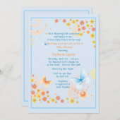 Papillons Baby shower bleu Invitation (Devant / Derrière)