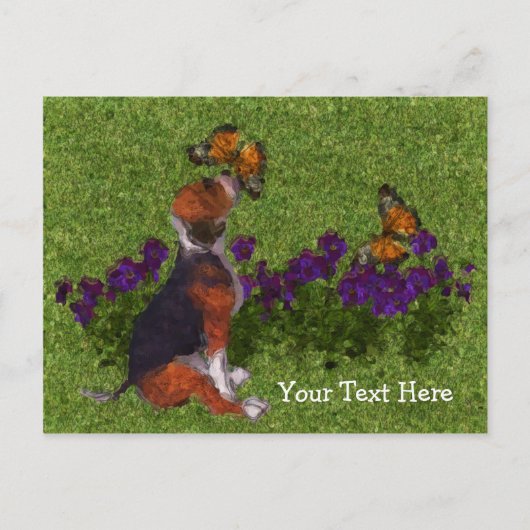 Papillons beagle Chiot Carte postale personnalisab (Devant)